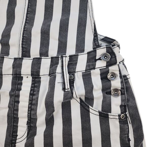 Striped Overall Romper Womens Medium Black White Beetlejuice Referee Conductor - Picture 8 of 16